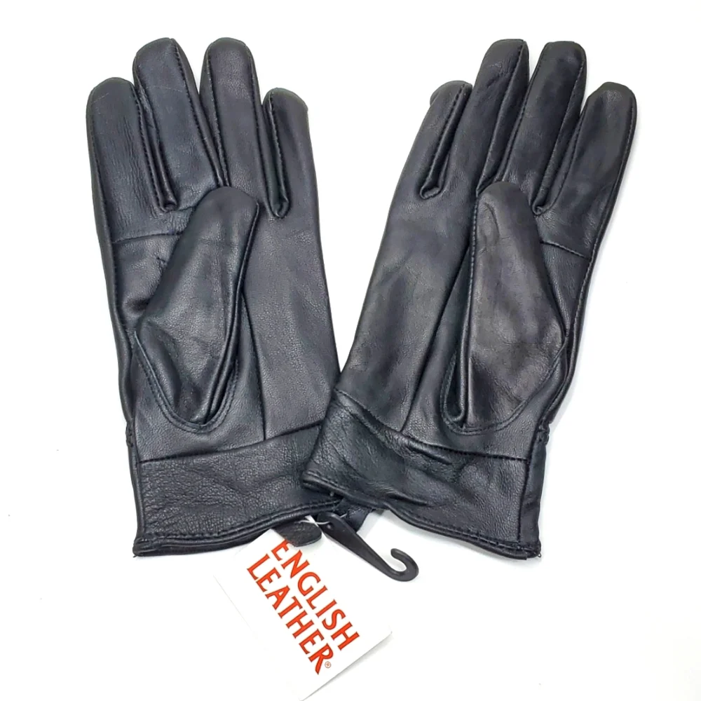 English Leather Black Leather Gloves S M